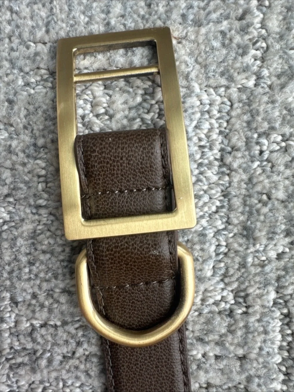 Talbots Brown Leather Belt with Gold-Tone Rectangular Buckle XL